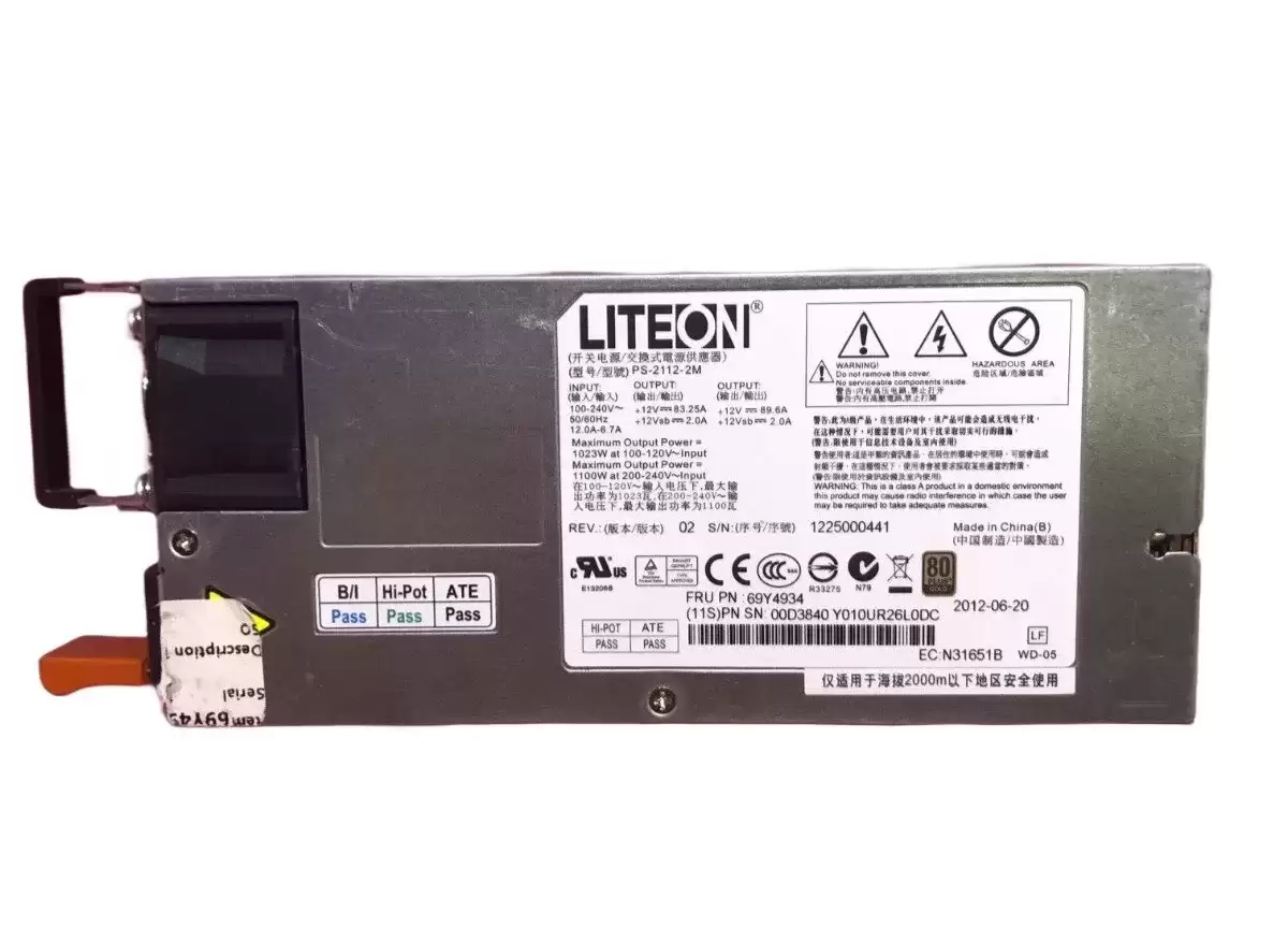IBM 49Y7342 1100-Watts 80 Plus Gold Hot Swap Redundant Power Supply for System x3755 M3