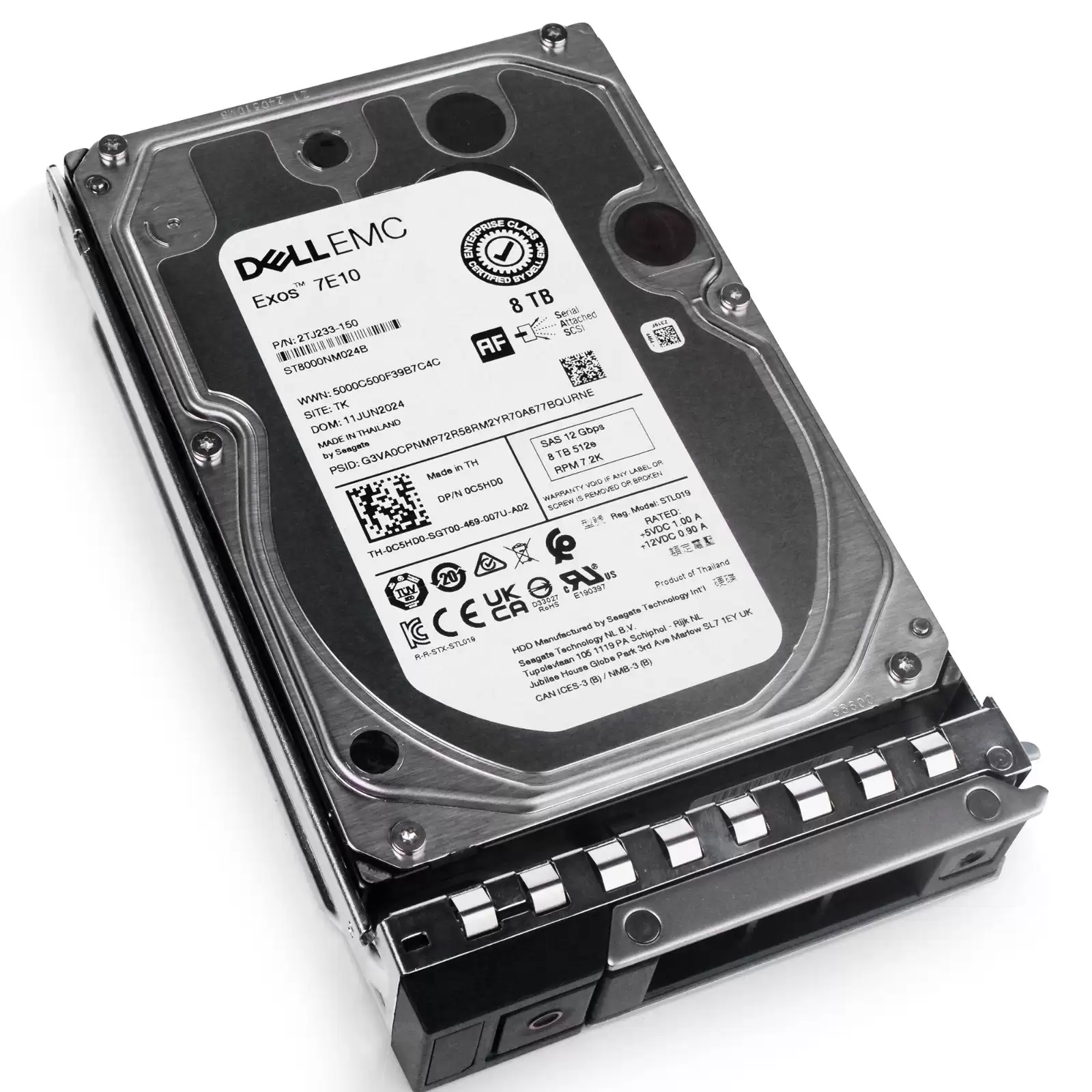 Dell 4T5CX 8TB SAS 12Gb/s Hot Swap 7200RPM (512e) 3.5-inch Internal Hard Drive with Tray for PowerEdge G14