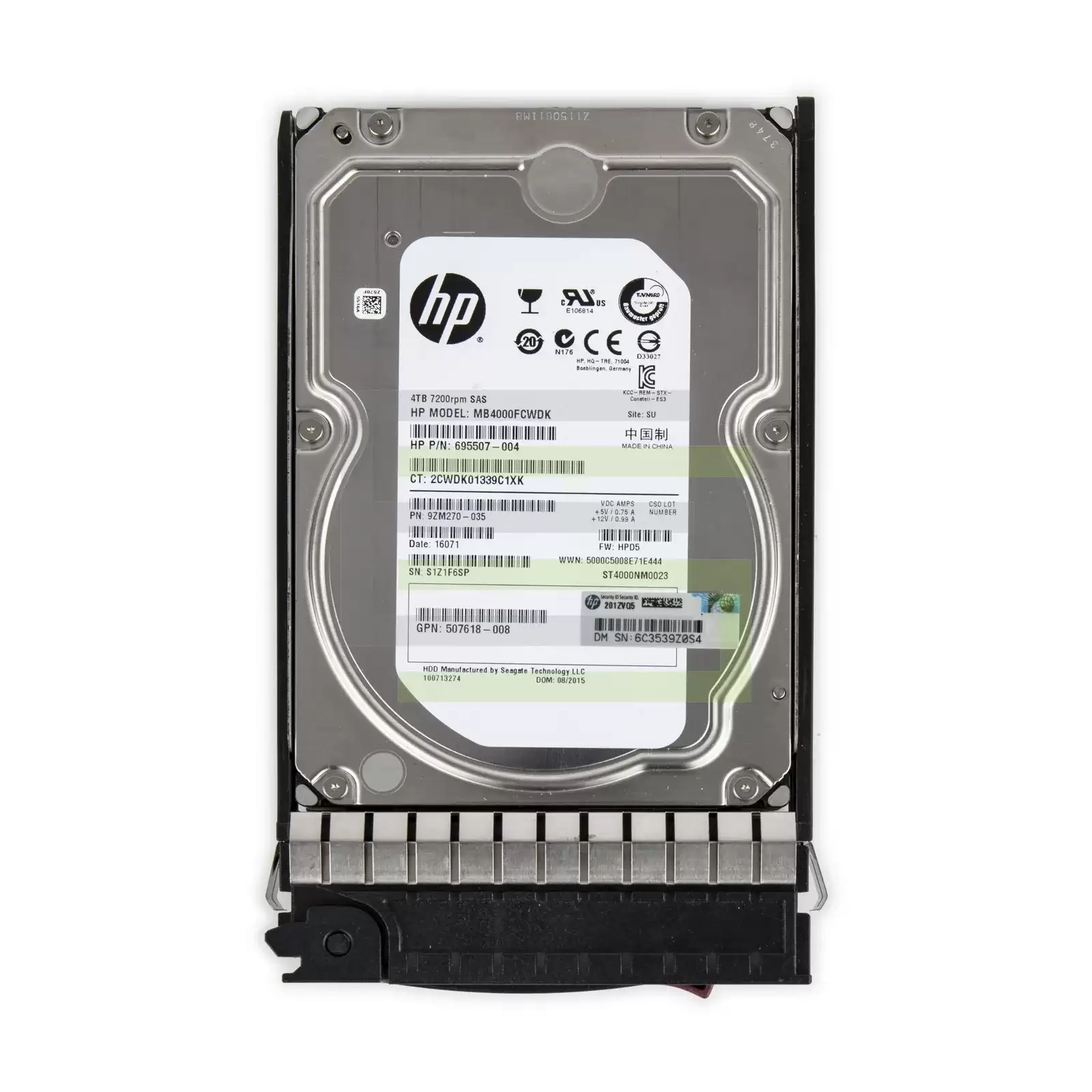 HPE 507618-008 4TB SAS 6Gb/s Dual Port Midline Hot Swap 7200RPM 3.5-inch Internal Hard Drive with Tray