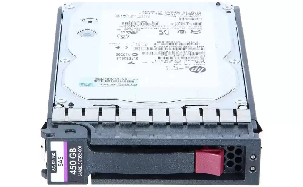 HPE 517352-001 450GB SAS 6Gb/s Dual Port Hot Swap 15000RPM 3.5-inch Internal Hard Drive with Smart Carrier for MSA