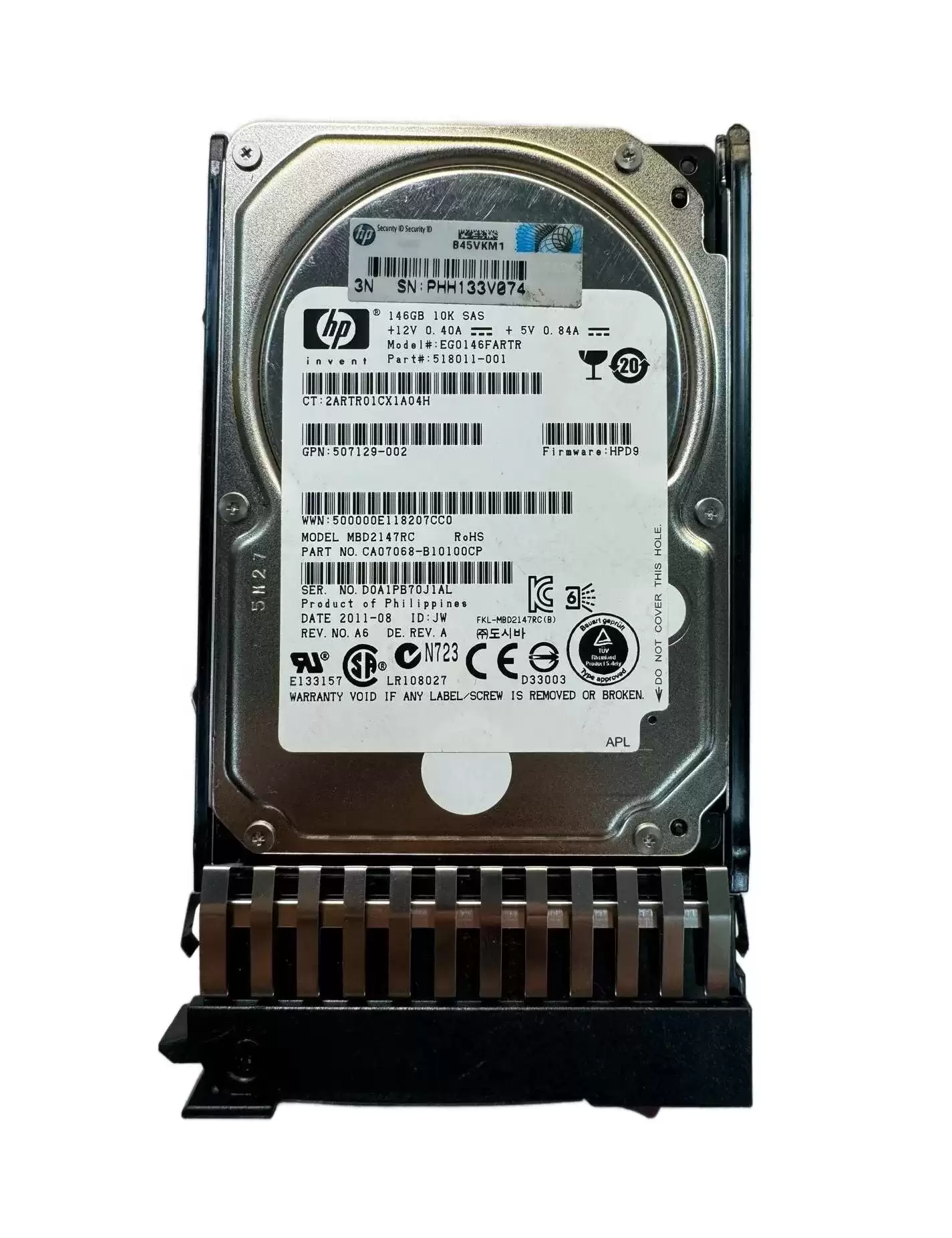 HPE 518011-001 146GB SAS 6Gb/s Hot Swap 10000RPM 16MB Cache 2.5-inch Internal Hard Drive with Tray for MSA