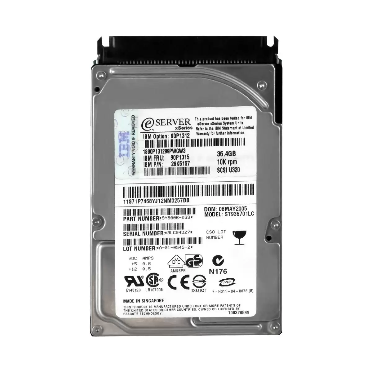 IBM 90P1315 36.4GB Ultra-320 SCSI 80-Pin 10000RPM 8MB Cache 2.5-inch Internal Hard Drive