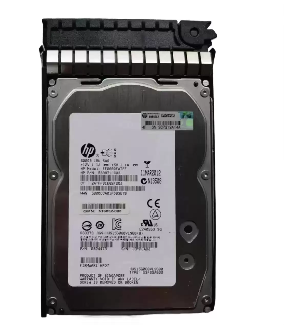HPE 533871-003 600GB SAS 6Gb/s Dual Port 15000RPM 3.5-inch Internal Hard Drive with Tray for ProLiant G1 G2 G3 G4 G5 G6 and G7
