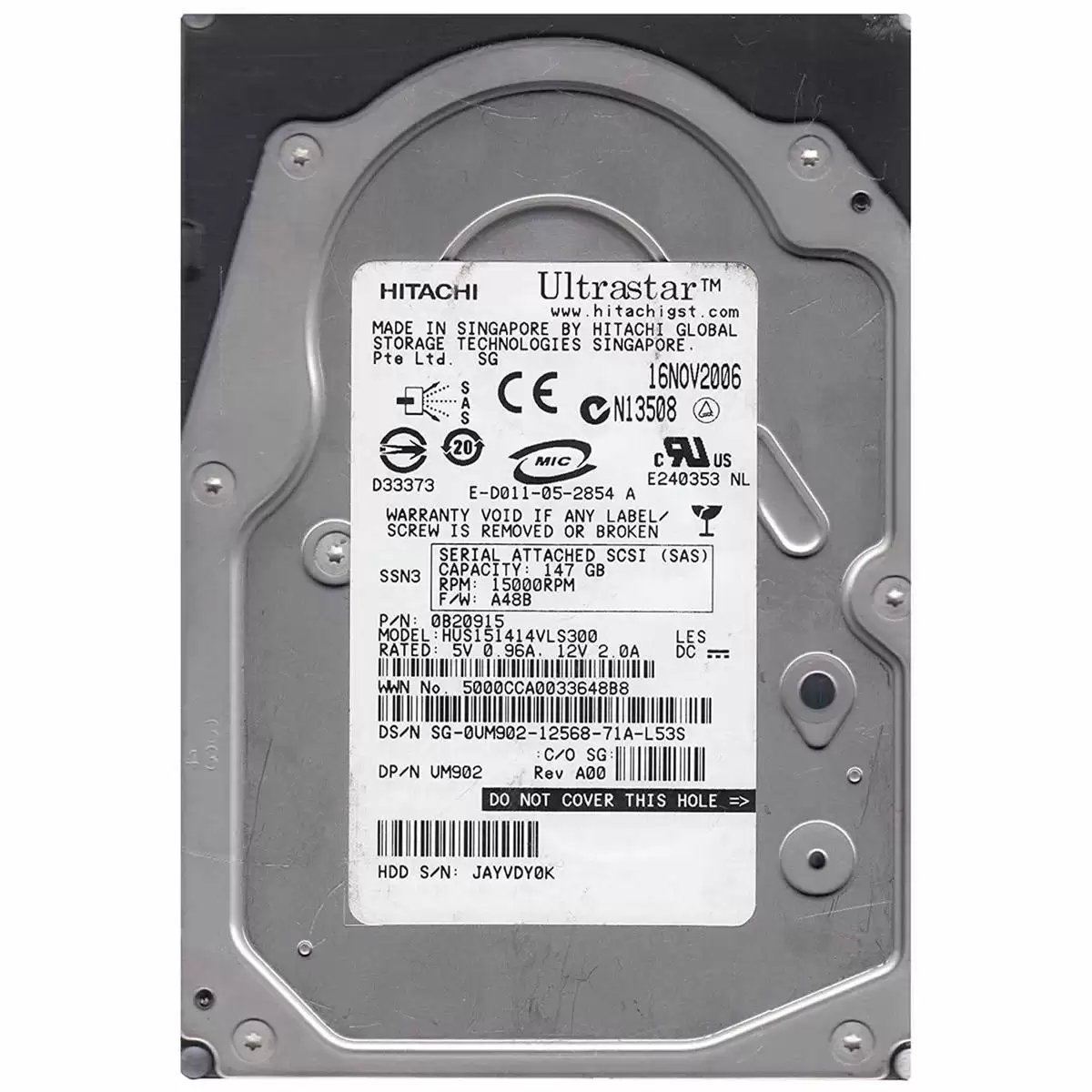 Hitachi HUS151414VLS300 Ultrastar 147GB SAS 3Gb/s 15000RPM 16MB Cache 3.5inch Internal Hard Drive