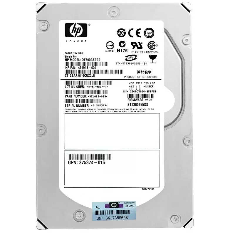 HPE DF300ABAAA 300GB SAS 3Gb/s Dual Port Hot Swap 15000RPM 3.5-inch Internal Hard Drive