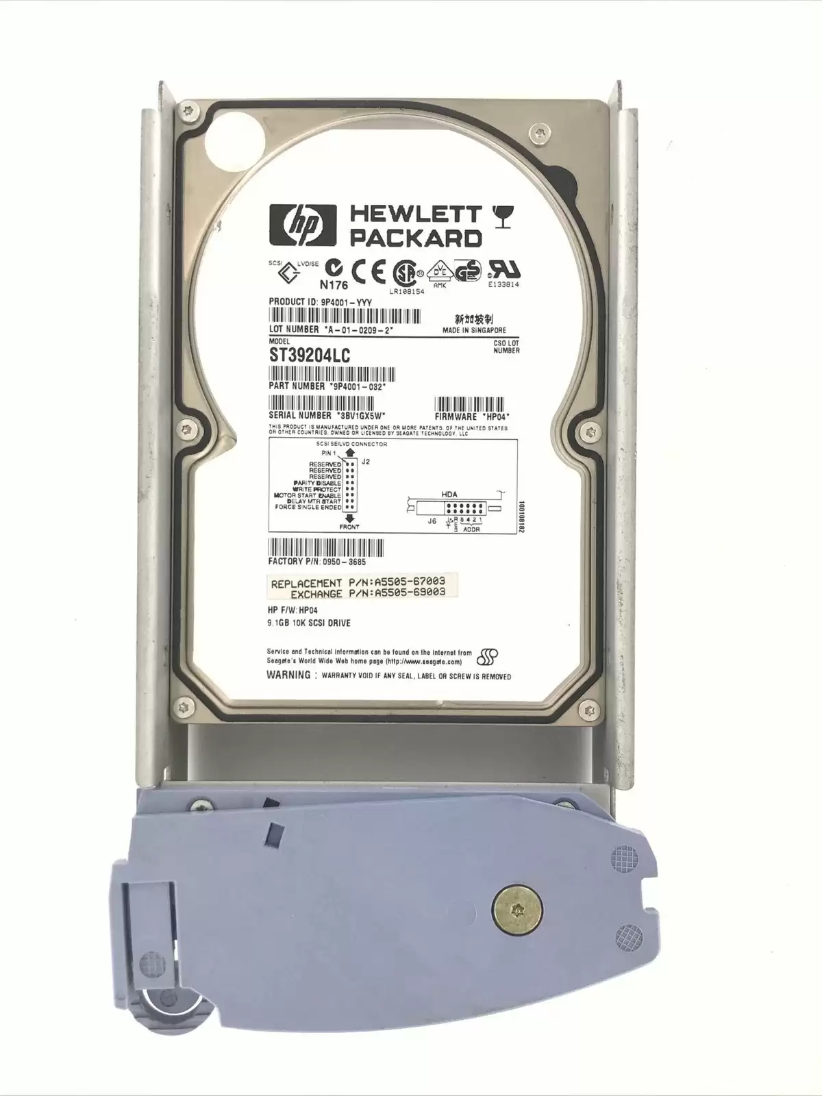 HPE A5505-67003 9.1GB 10000RPM Ultra2 Wide SCSI LVD 80Pin 3.5inch Internal Hard Drive