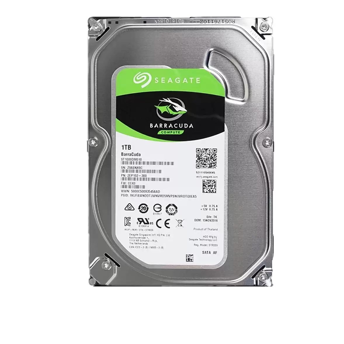 Seagate 2EP102-300 BarraCuda Compute 1TB SATA 6Gb/s 7200RPM 64MB Cache 3.5inch Internal Hard Drive