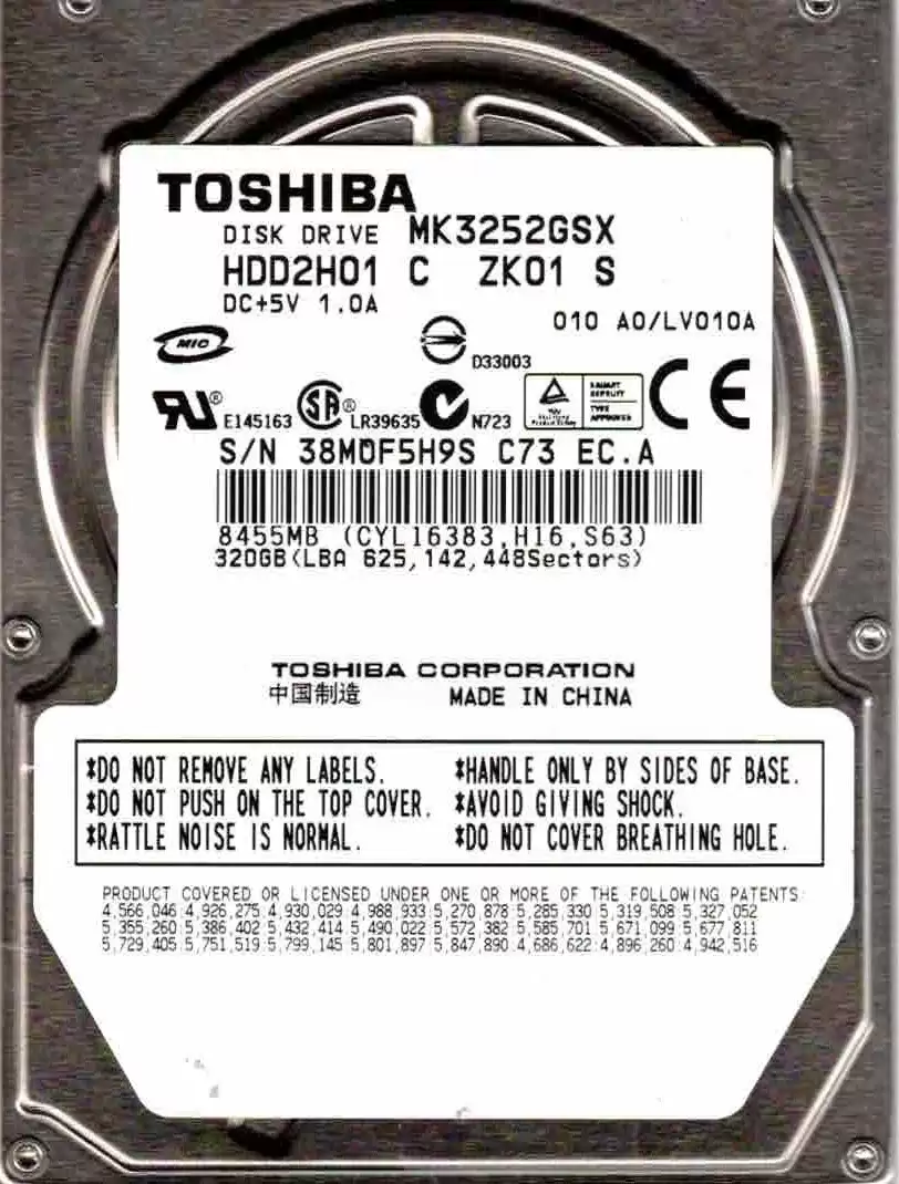 Toshiba HDD2H01 320GB SATA 3Gb/s 5400RPM 8MB Cache 2.5-inch Internal Hard Drive