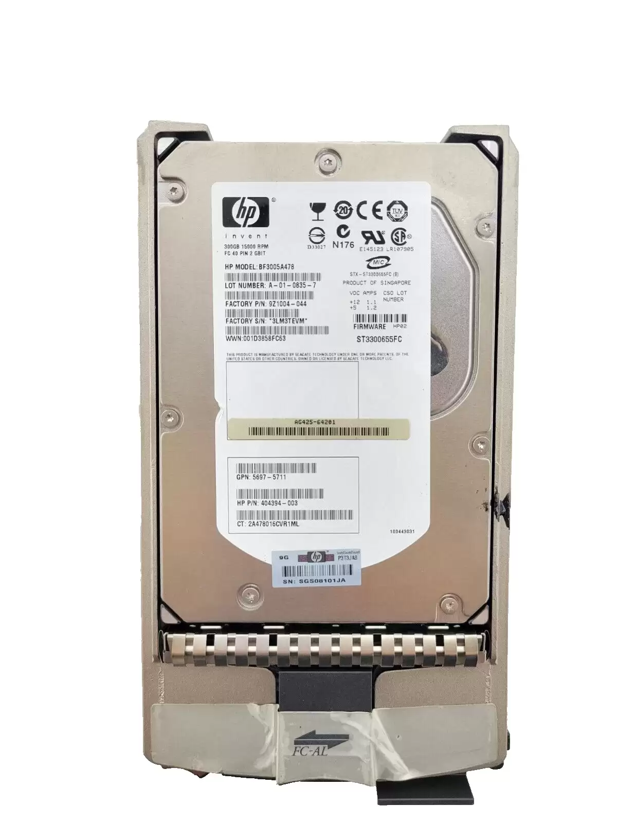 HPE 5697-5711 300GB Fibre Channel 4Gb/s Dual Ports Hot Swap 15000RPM 3.5-inch Internal Hard Drive for StorageWorks