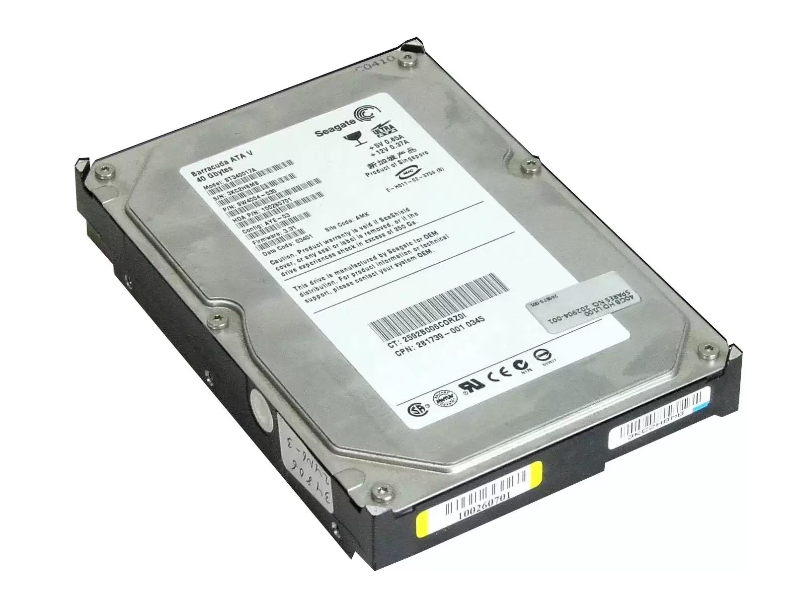 HPE 202904-001 40GB ATA-100 7200RPM 3.5-inch Internal Hard Drive
