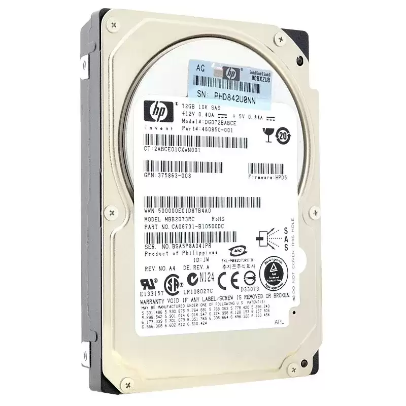 HPE DG072BABCE 72GB SAS 3Gb/s Dual Port Hot Swap 10000RPM 2.5-inch Internal Hard Drive