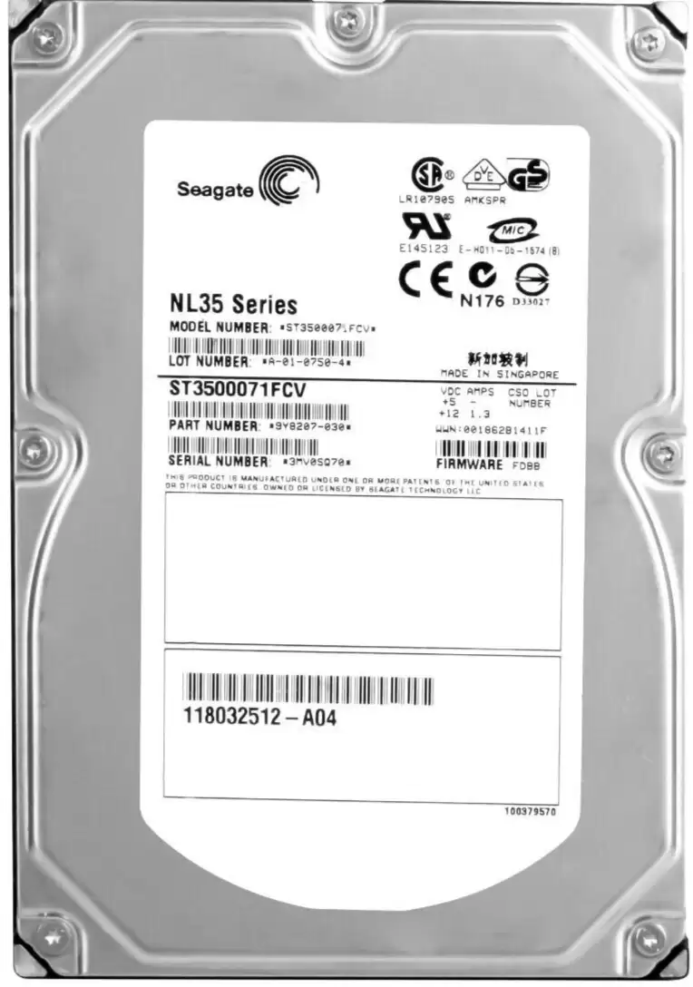 Seagate ST3500071FCV NL35 Series 500GB Fibre Channel 2Gb/s 7200RPM 8MB Cache 3.5-inch Internal Hard Drive