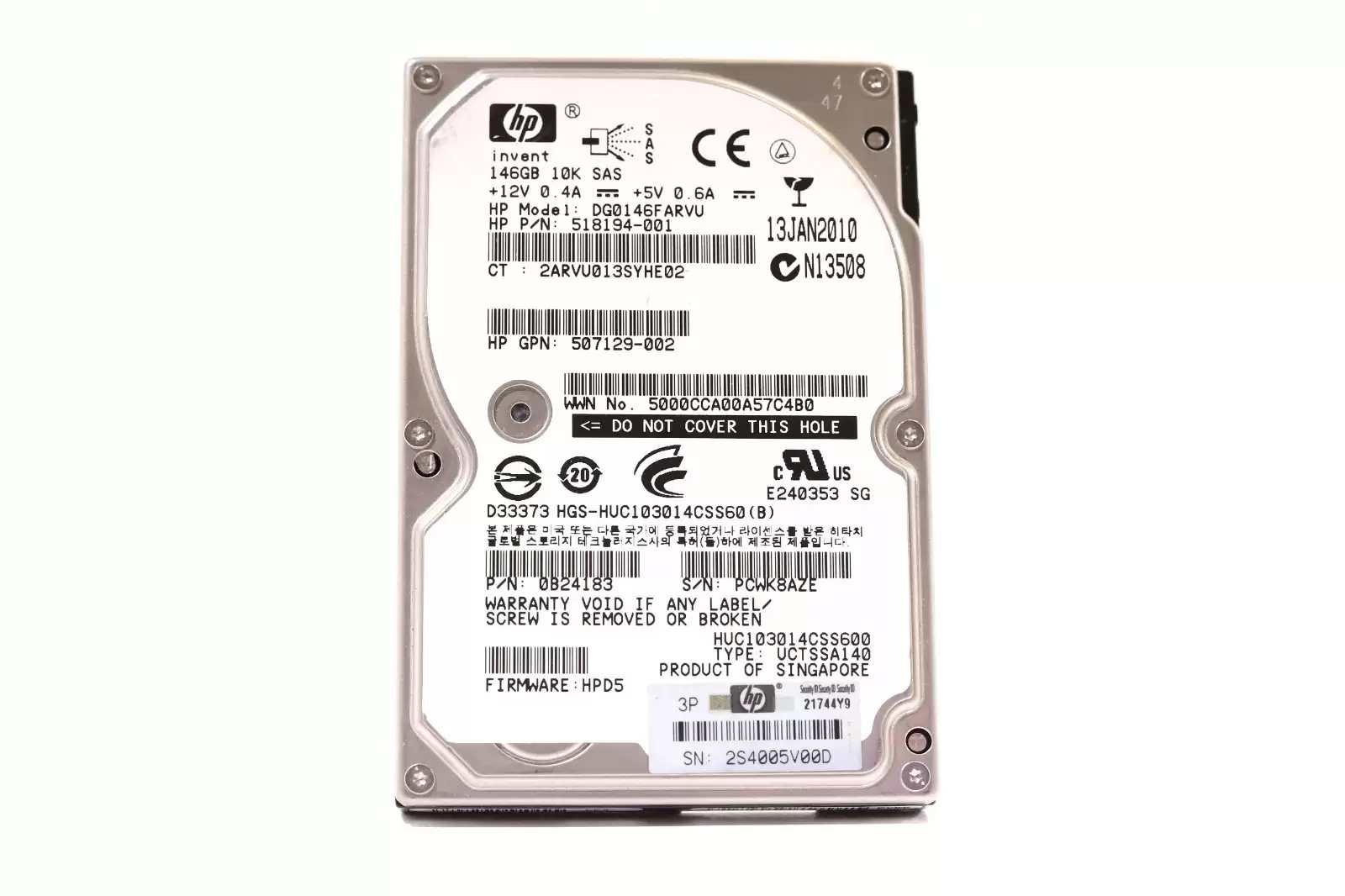 HPE DG0146FARVU 146GB SAS 6Gb/s Dual Port Hot Swap 15000RPM 2.5-inch Internal Hard Drive
