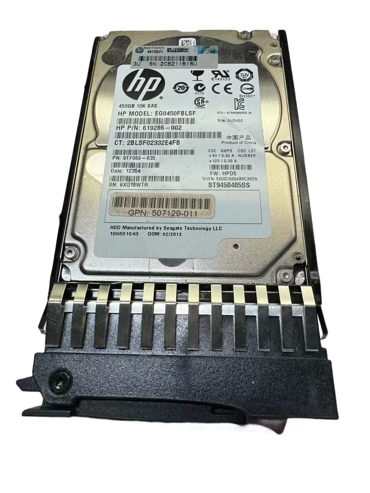HPE 619286-002 450GB SAS 6Gb/s Dual Port Hot Swap 10000RPM 2.5-inch Internal Hard Drive with Smart Carrier