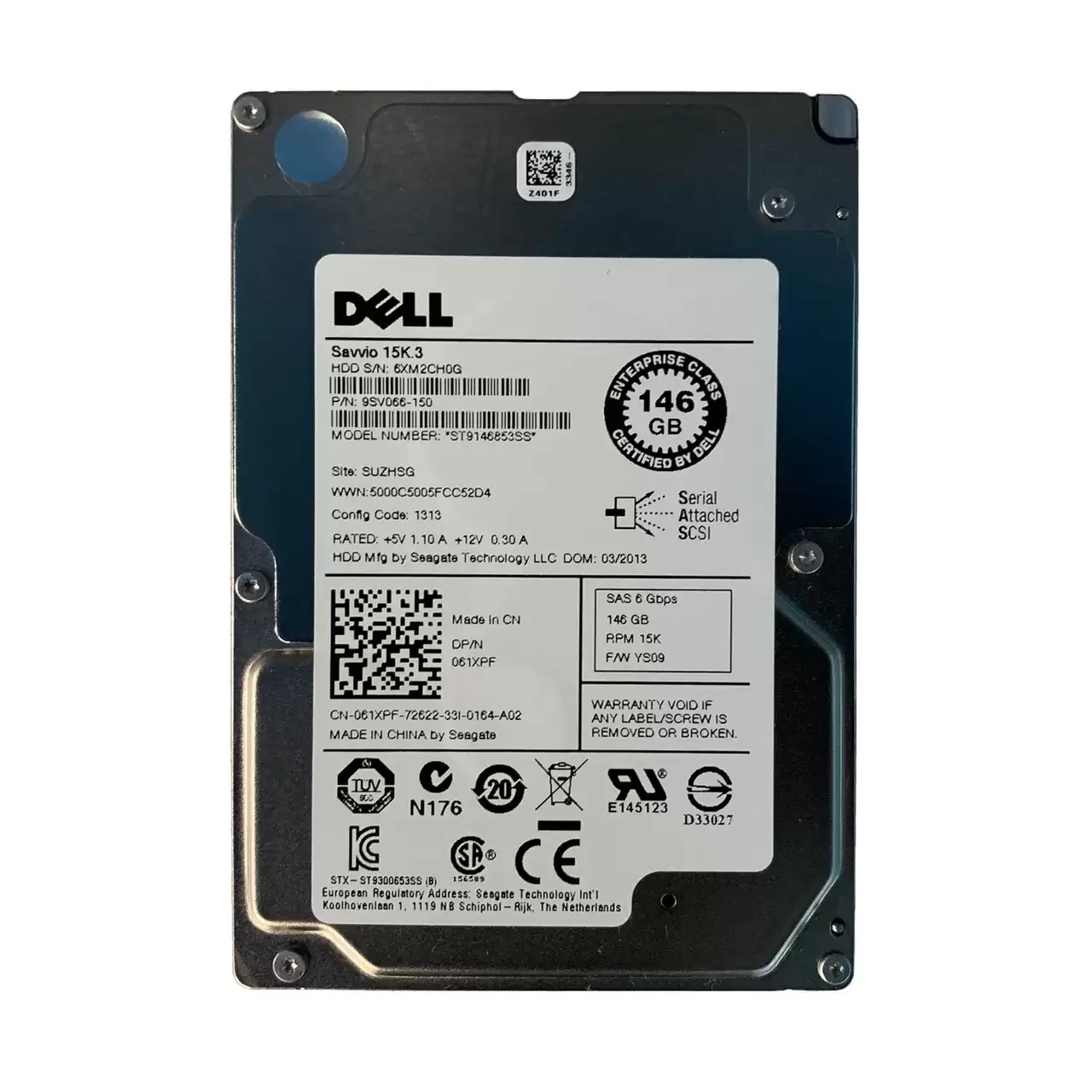 Dell 061XPF 146GB SAS 6Gb/s Hot Swap 15000RPM 64MB Cache 2.5-inch Internal Hard Drive with Tray for PowerEdge G13