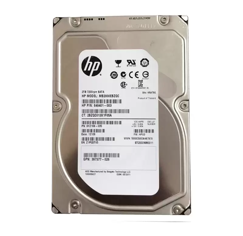 HPE 397377-026 2TB SATA 3Gb/s NCQ MidLine Hot Swap 7200RPM 3.5-inch Internal Hard Drive