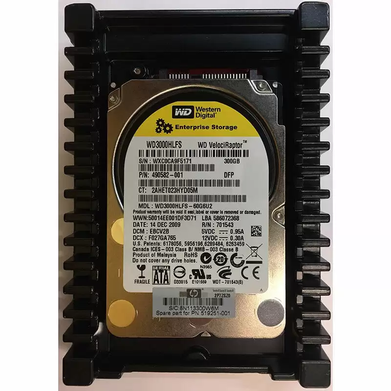 HPE 490582-001 300GB 10000RPM SATA 6GB/s 32MB Cache 3.5inch Internal Hard Drive with IcePack Heatsink