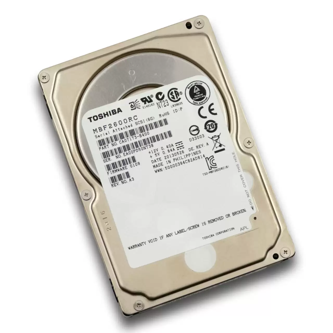 Toshiba MBF2600RC 600GB SAS 6Gb/s 10000RPM 16MB Cache 2.5inch Internal Hard Drive