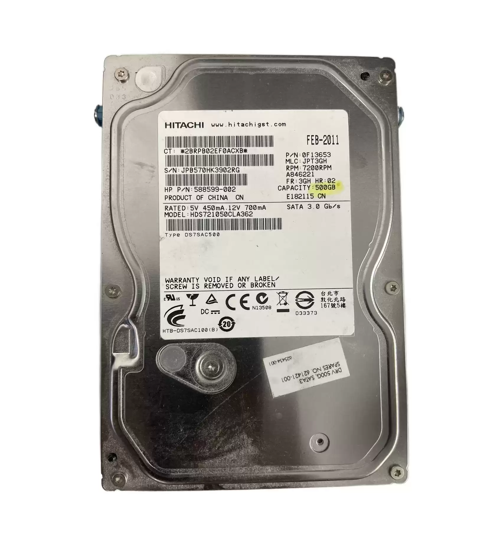 HPE 621421-001 500GB SATA 6Gb/s 7200RPM 3.5-inch Internal Hard Drive