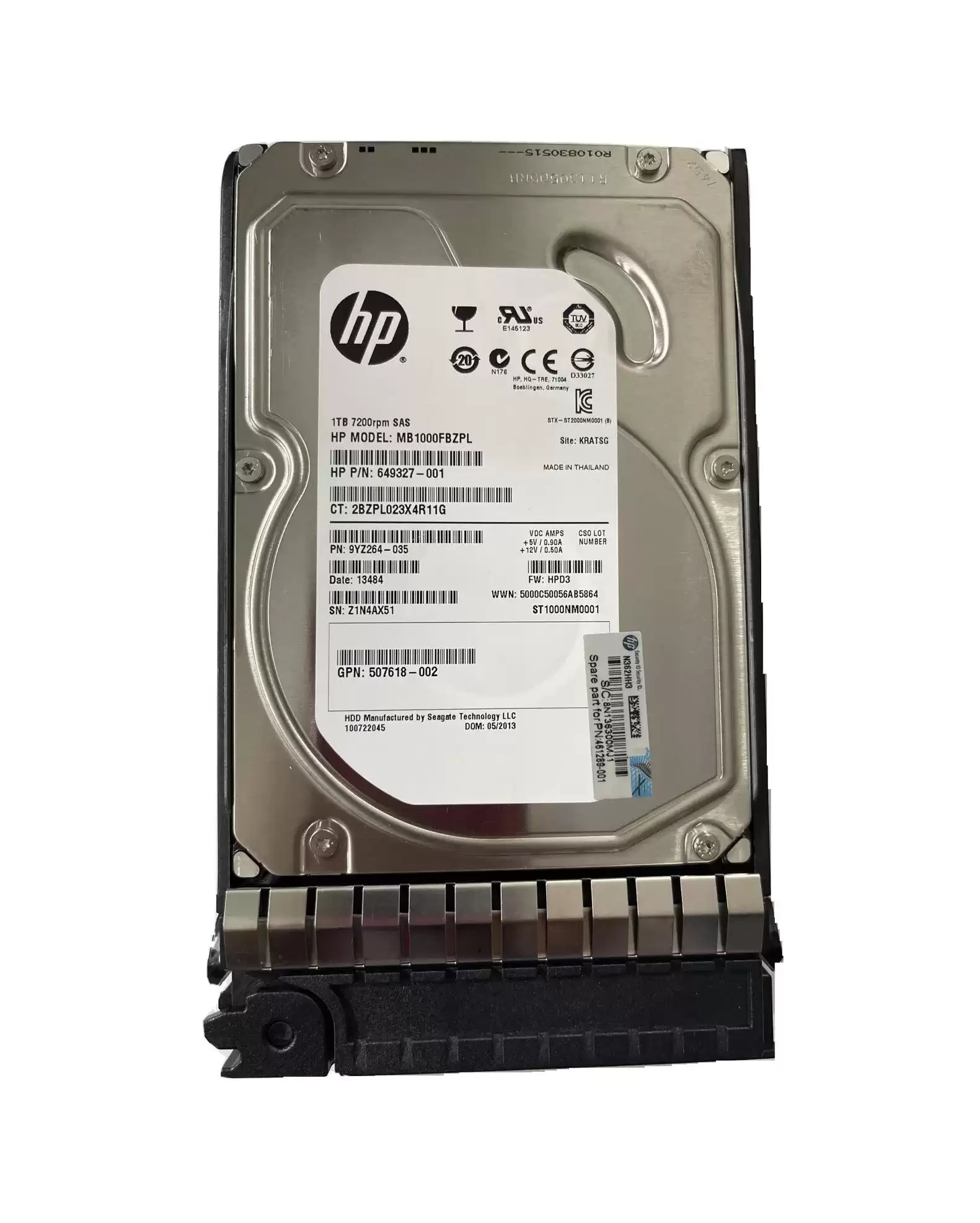 HPE 649327-001 1TB SAS 6Gb/s Dual Port 7200RPM 3.5-inch Internal Hard Drive with Smart Carrier for ProLiant G1 and G7