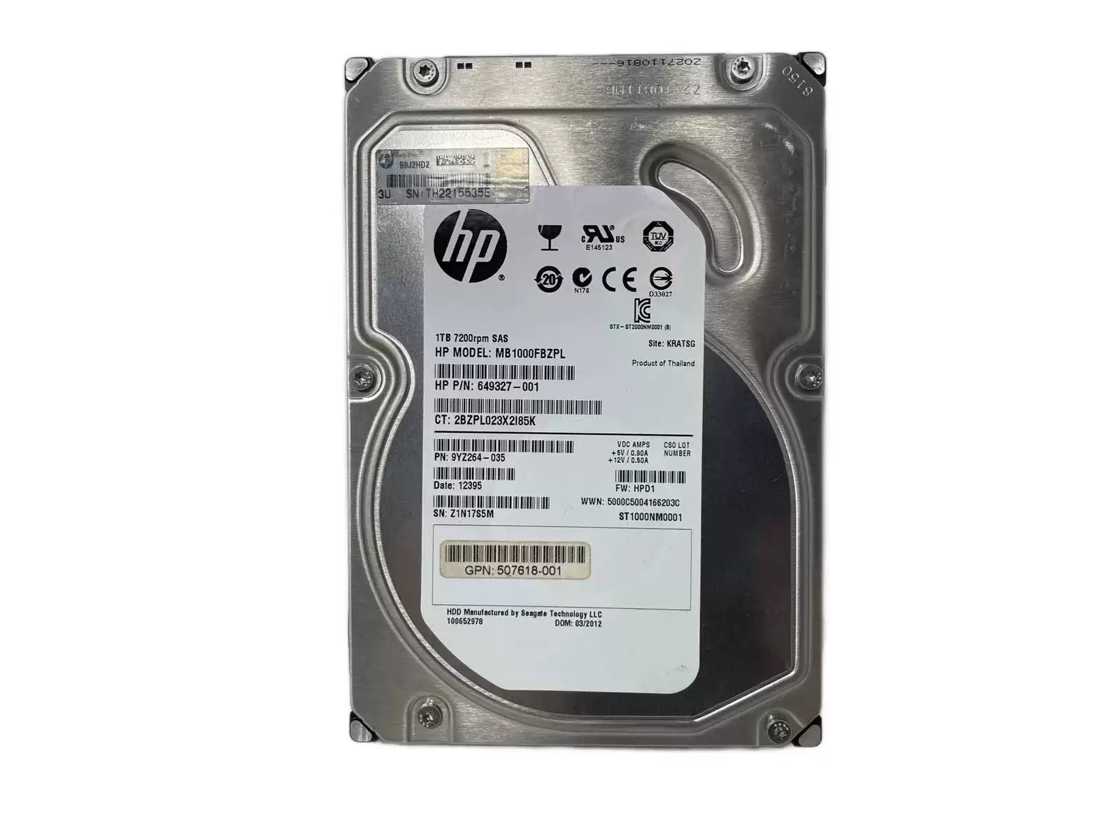HPE 507618-001 1TB SAS 6Gb/s Dual Port Midline Hot Swap 7200RPM 3.5-inch Internal Hard Drive