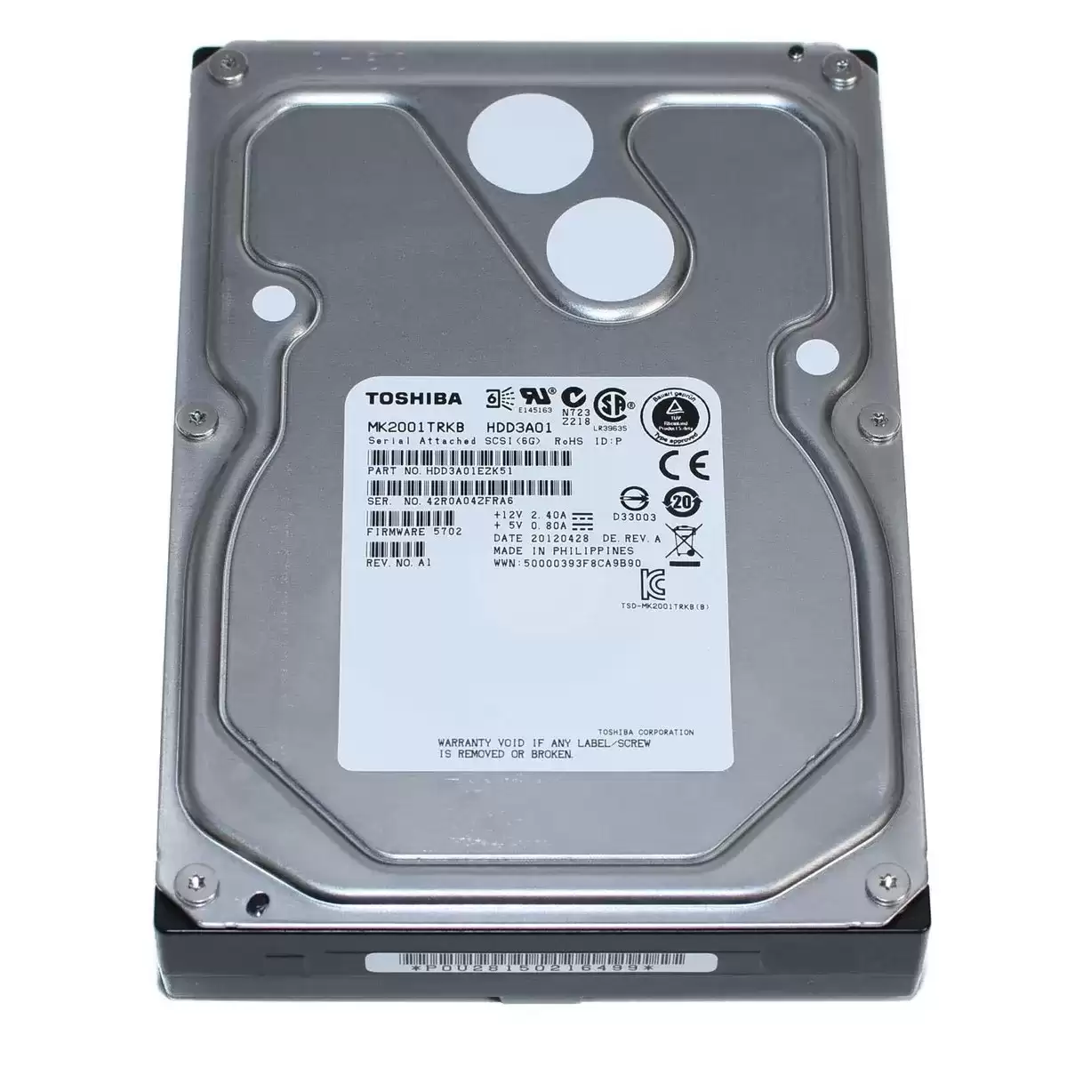 Toshiba MK2001TRKB Enterprise 2TB SAS 6Gb/s 7200RPM 16MB Cache 3.5-inch Internal Hard Drive