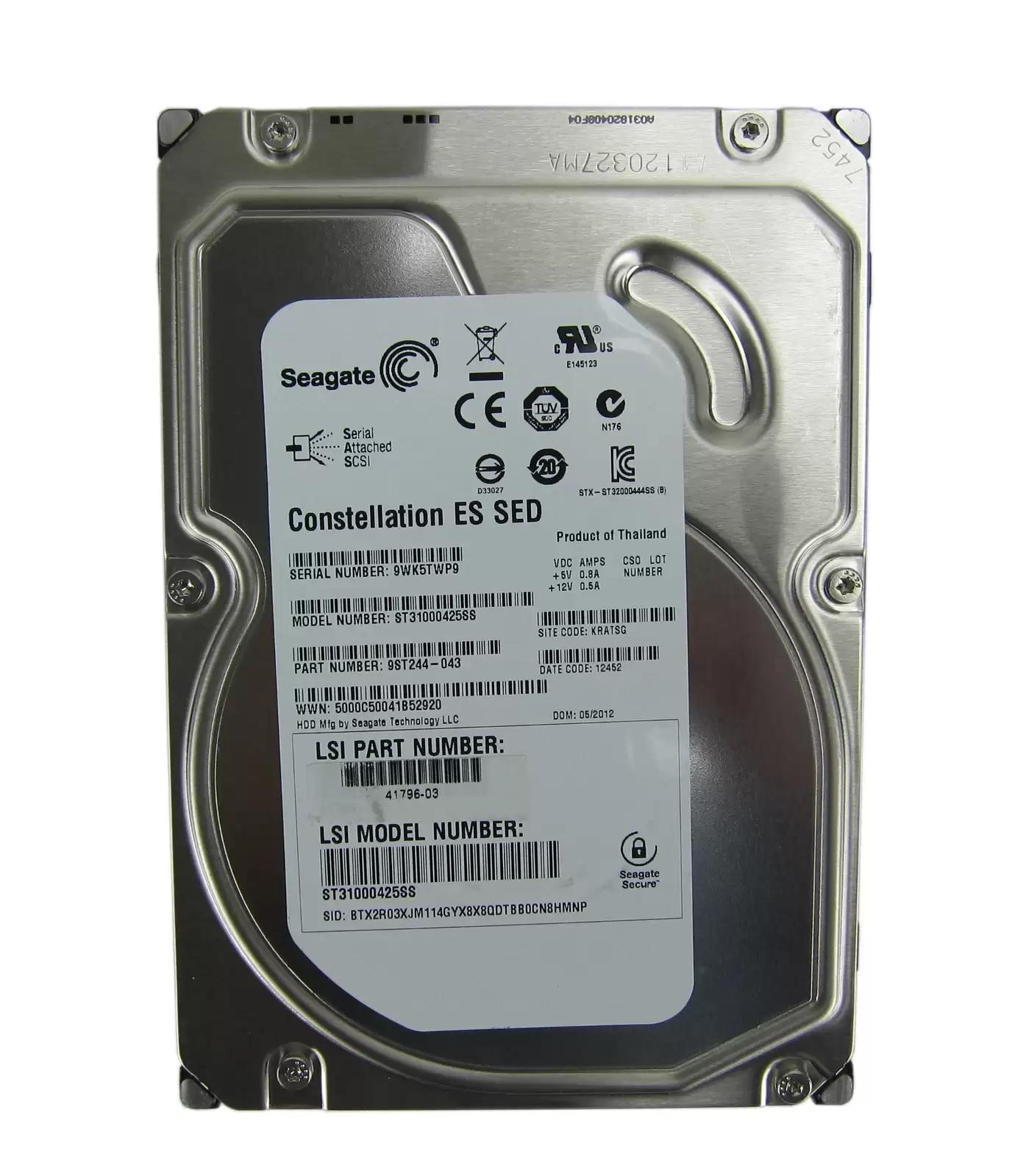 Seagate ST31000425SS Constellation ES 1TB SAS 6Gb/s 7200RPM 16MB Cache 3.5-inch Internal Hard Drive