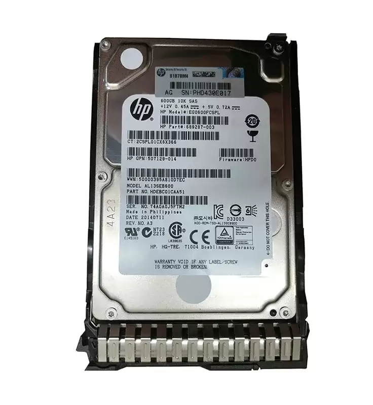 HPE 689287-003 600GB SAS 6Gb/s Dual Port Hot Swap 10000RPM 2.5-inch Internal Hard Drive with Smart Carrier