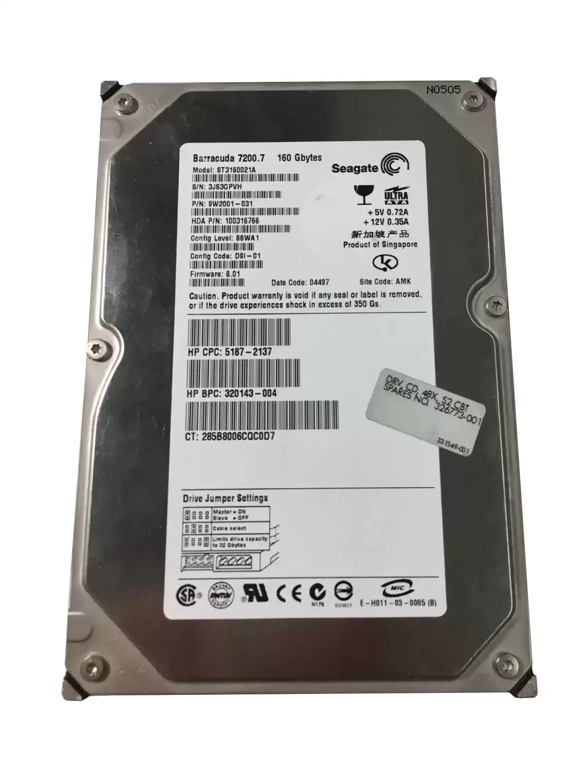 HPE 320143-004 160GB ATA/100 7200RPM 3.5-inch Internal Hard Drive