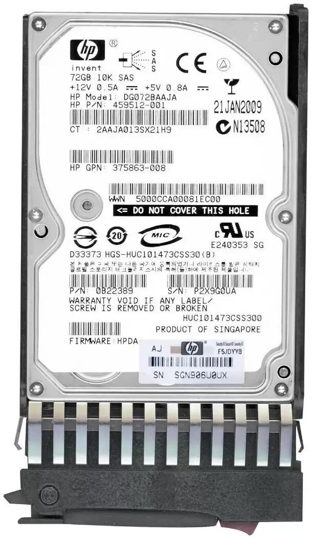 HPE 459512-001 72GB SAS 3Gb/s Dual Port Hot Swap 10000RPM 2.5-inch Internal Hard Drive