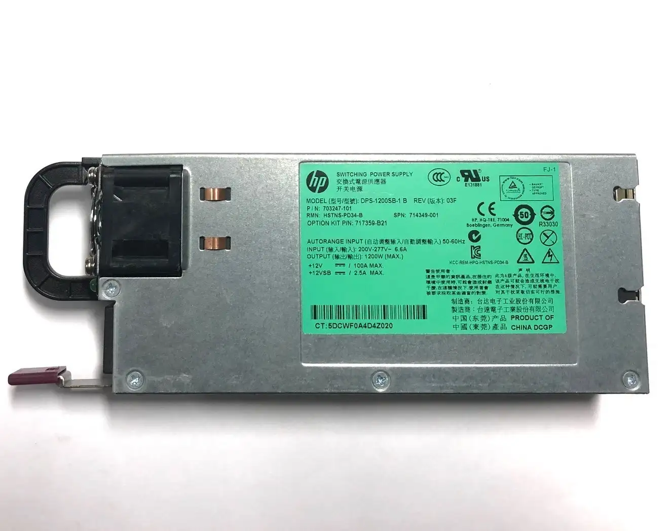 HPE 703247-101 1200-Watts Hot Swap Power Supply for ML350