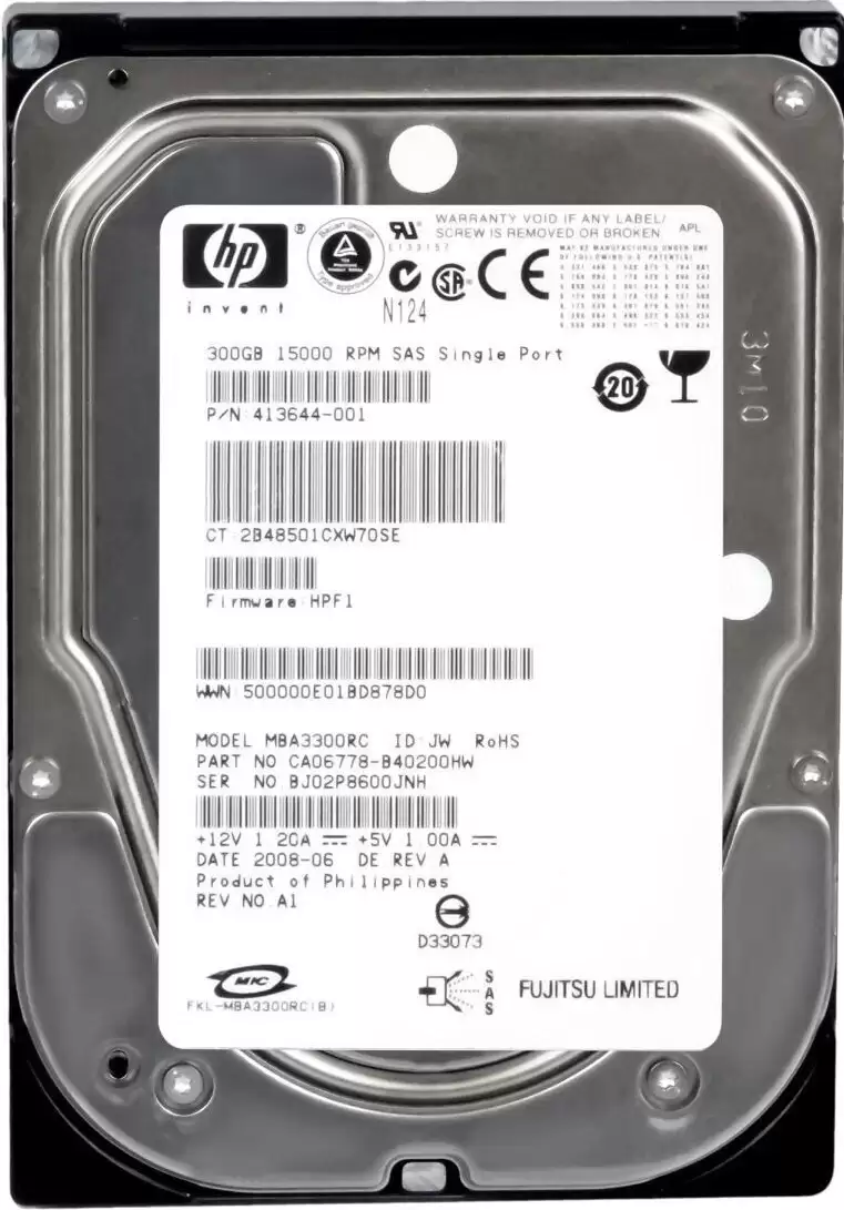 HPE 413644-001 300GB SAS 3Gb/s Dual Port Hot Swap 15000RPM 3.5-inch Internal Hard Drive