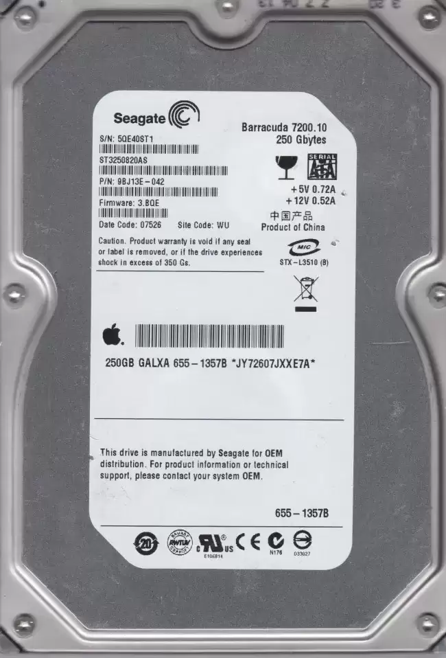 Seagate 9BJ13E-042 Barracuda 7200 250GB SATA 3Gb/s 7200RPM 8MB Cache 3.5-inch Internal Hard Drive