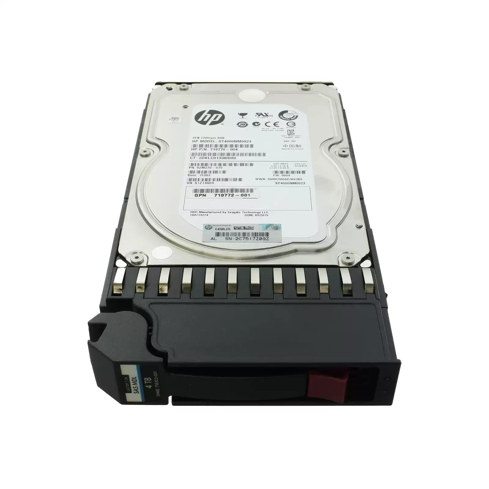 HPE 718302-001 4TB SAS 6Gb/s Dual Port Midline Hot Swap 7200RPM 3.5-inch Internal Hard Drive with Smart Carrier for StorageWorks MSA2