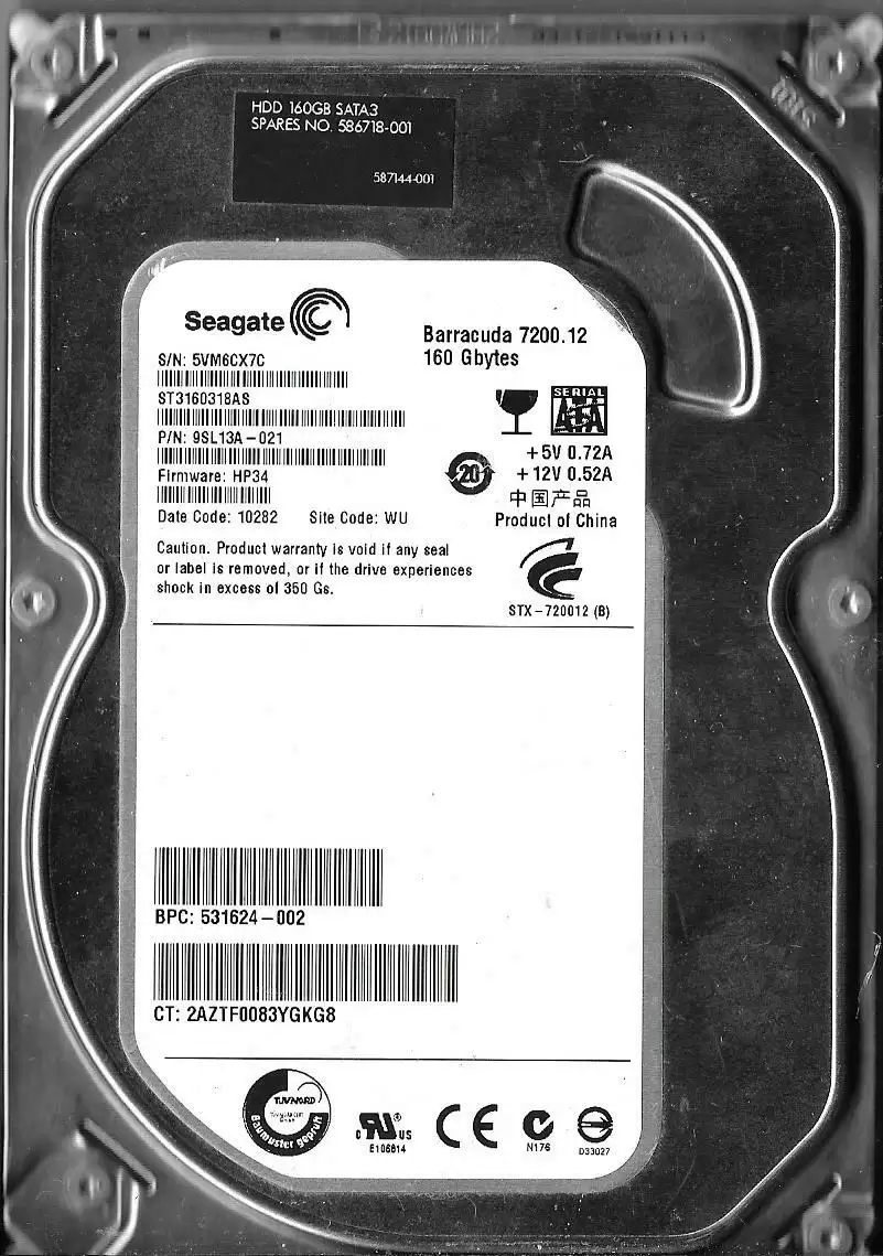 Seagate 9SL13A-021 Barracuda 7200.12 160GB SATA 3Gb/s 7200RPM 8MB Cache 3.5-inch Internal Hard Drive