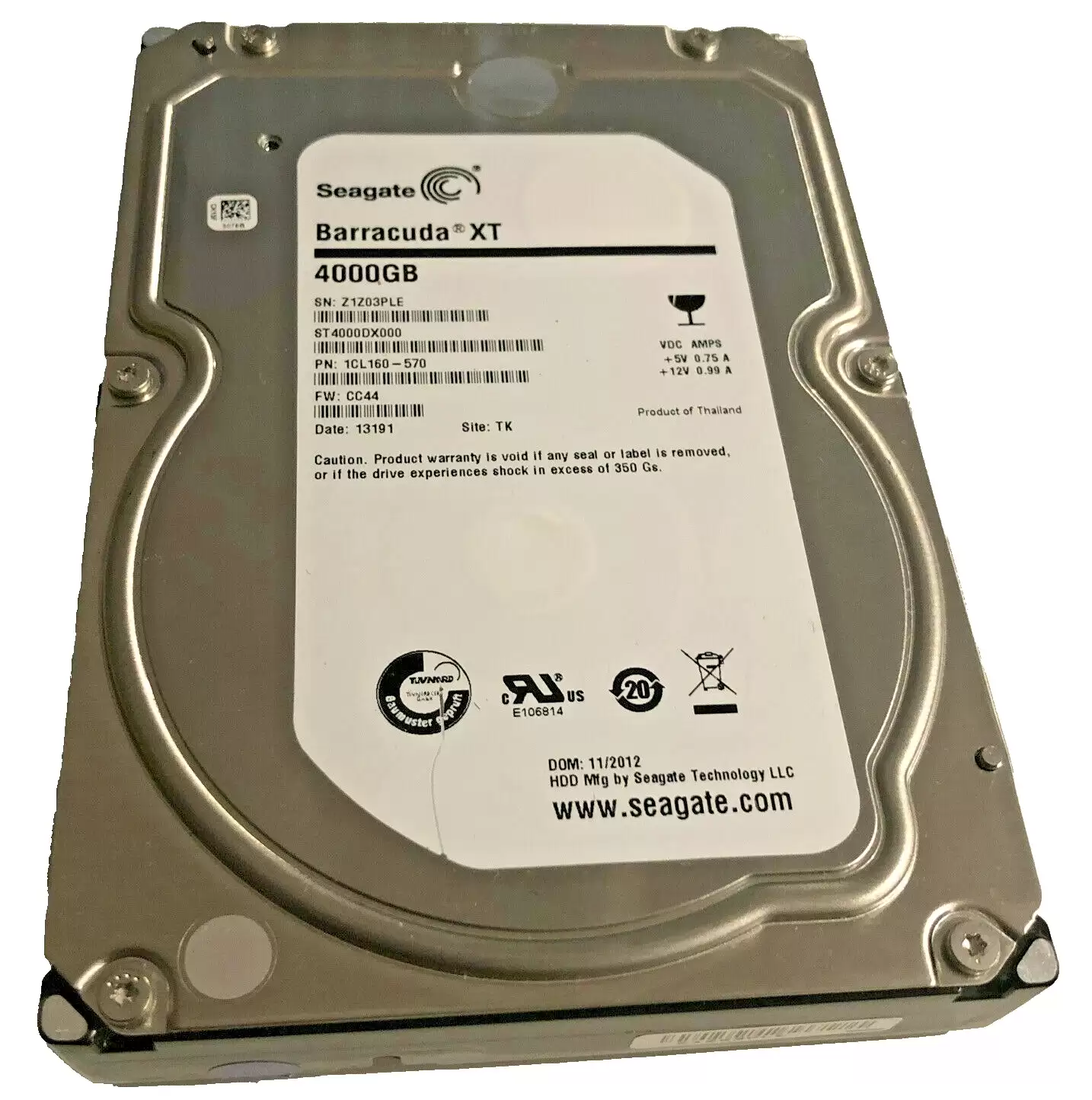 Seagate ST4000DX000 Barracuda XT 4TB SATA 6Gb/s 7200RPM 64MB Cache 3.5-inch Internal Hard Drive