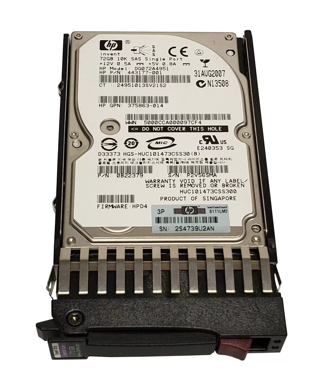 HPE 375861-B21 72GB SAS 3Gb/s Hot Swap 10000RPM 2.5-inch Internal Hard Drive