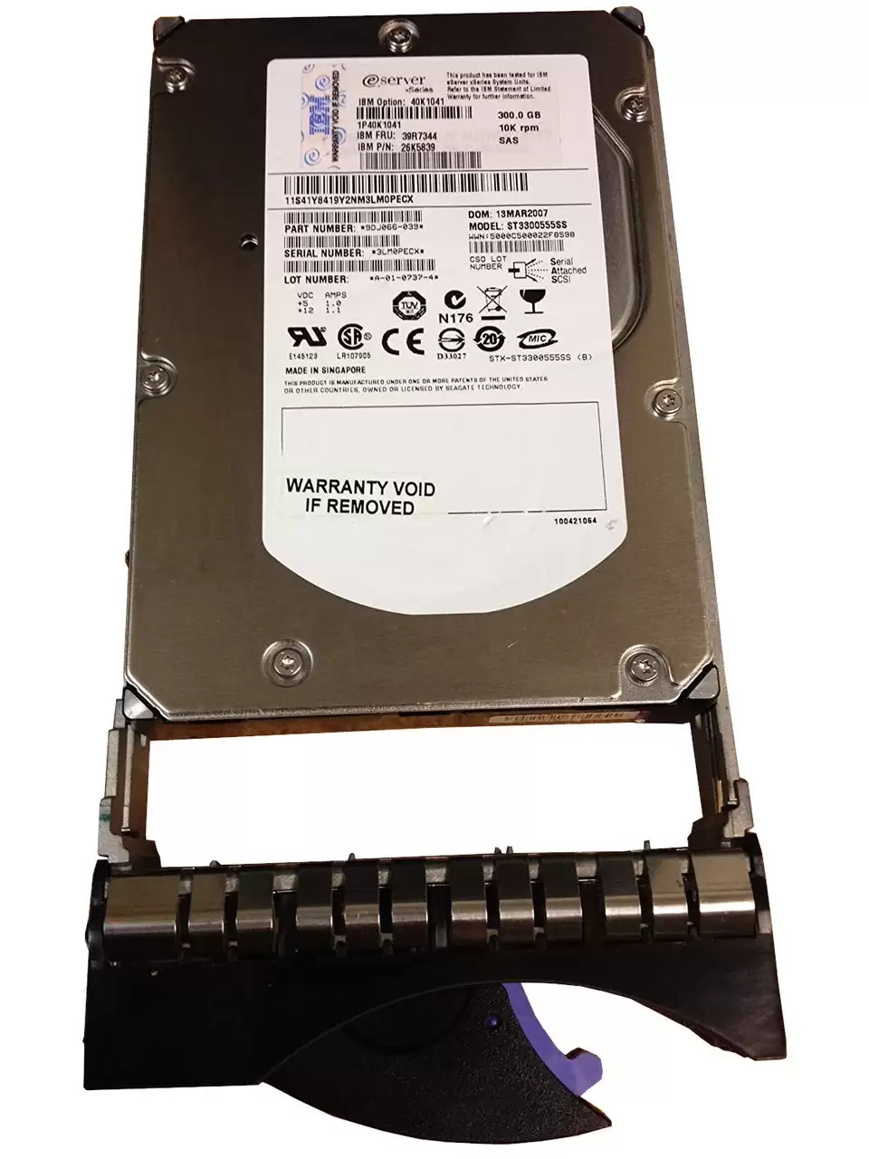 IBM 26K5839 300GB SAS 3Gb/s 10000RPM 3.5inch Internal Hard Drive with Tray for x Series