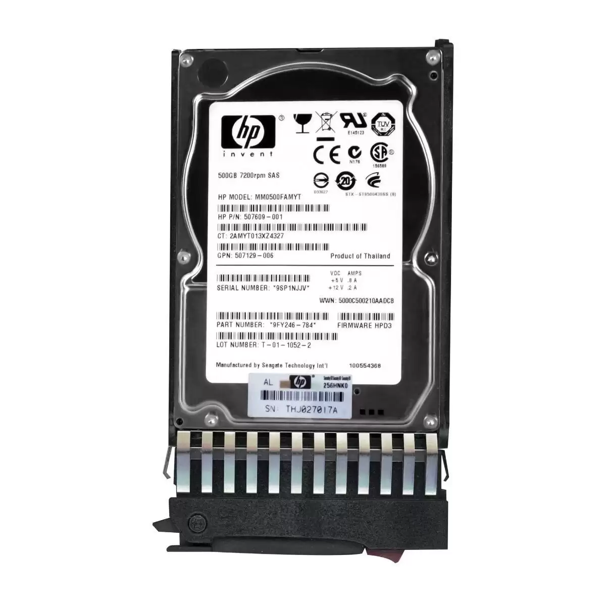 HPE 507609-001 500GB SAS 6Gb/s 7200RPM 2.5inch Internal Hard Drive with Tray for MSA