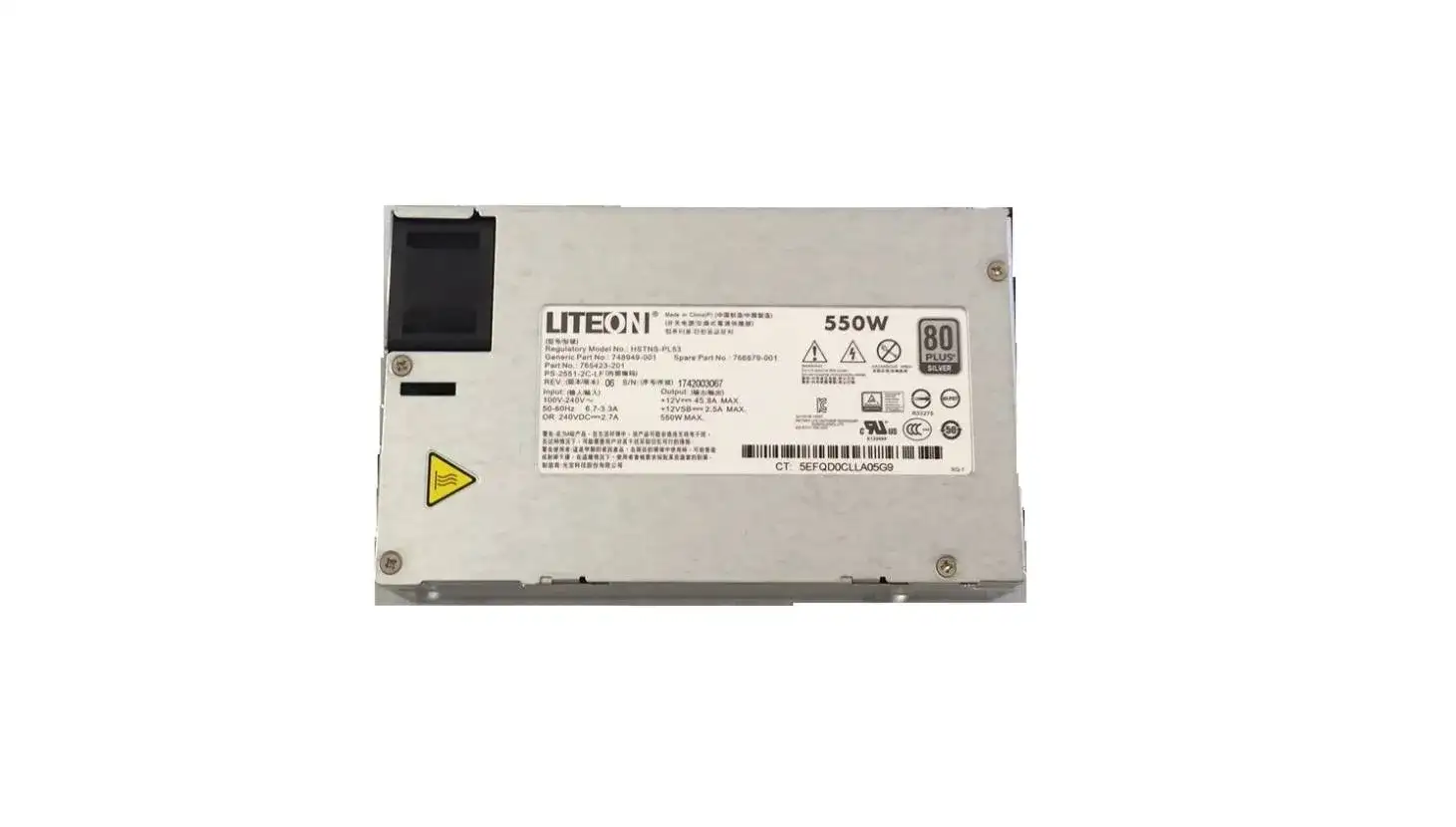 HPE 748950-B21 550-Watts 80 Plus Silver Power Supply for ProLiant ML150