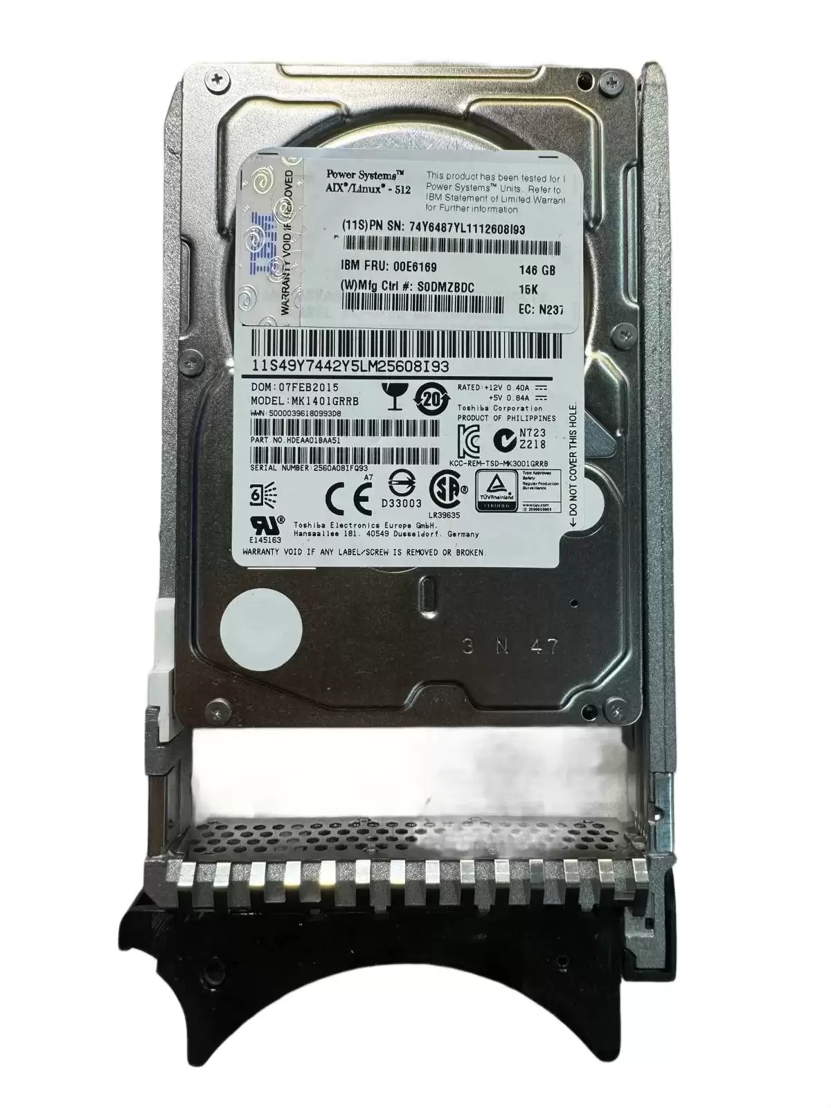 IBM 74Y6487 146GB SAS 6Gb/s Hot Swap 15000RPM 2.5-inch Internal Hard Drive with Tray