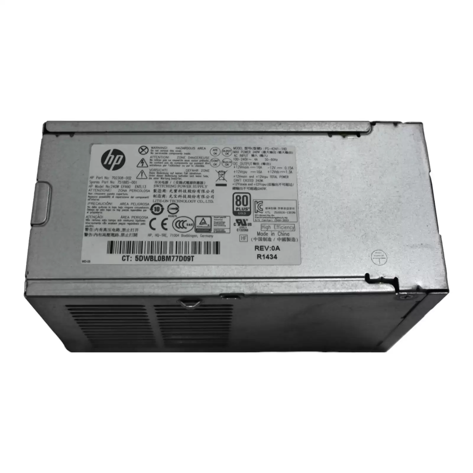 HPE 751885-001  240-Watts 80 Plus Gold Power Supply for EliteDesk 705 and 800 G1