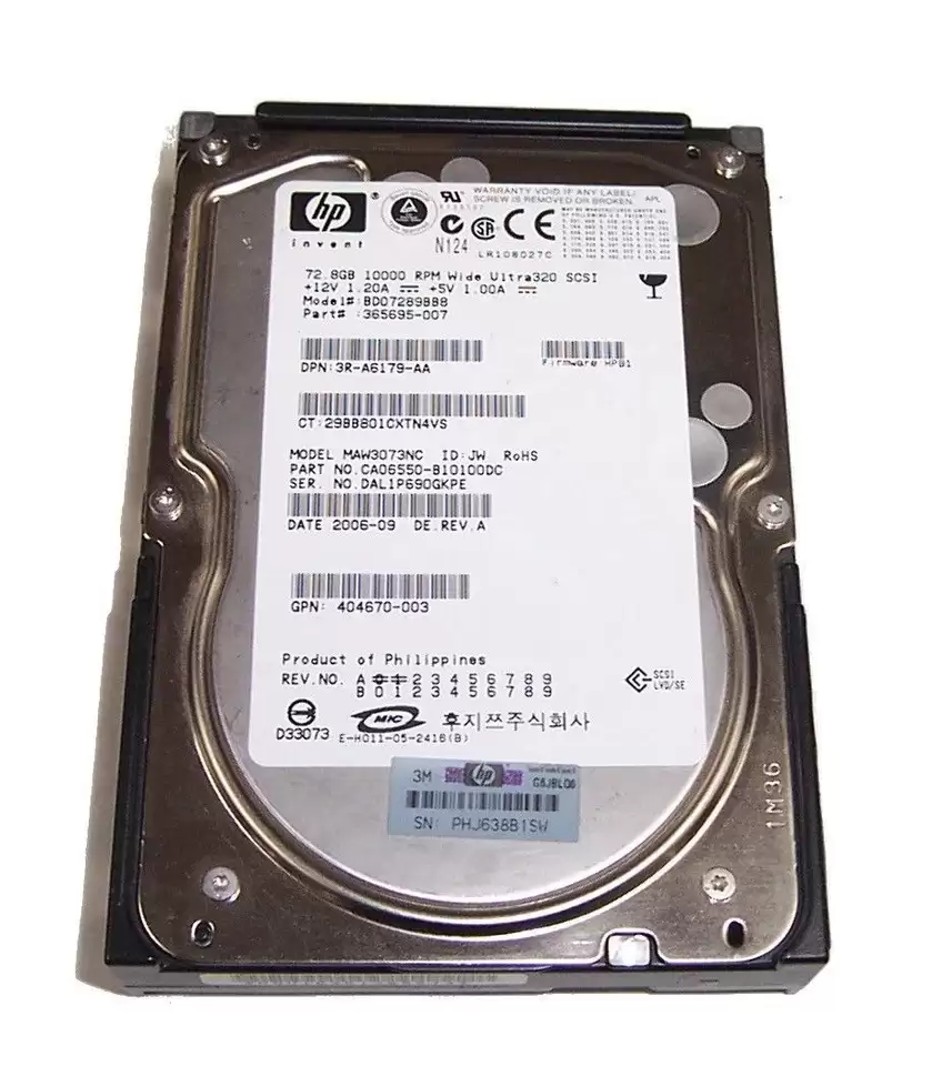 HPE 404709-001 72GB Ultra-320 SCSI 80-Pin LVD Hot Swap 10000RPM 3.5-inch Internal Hard Drive