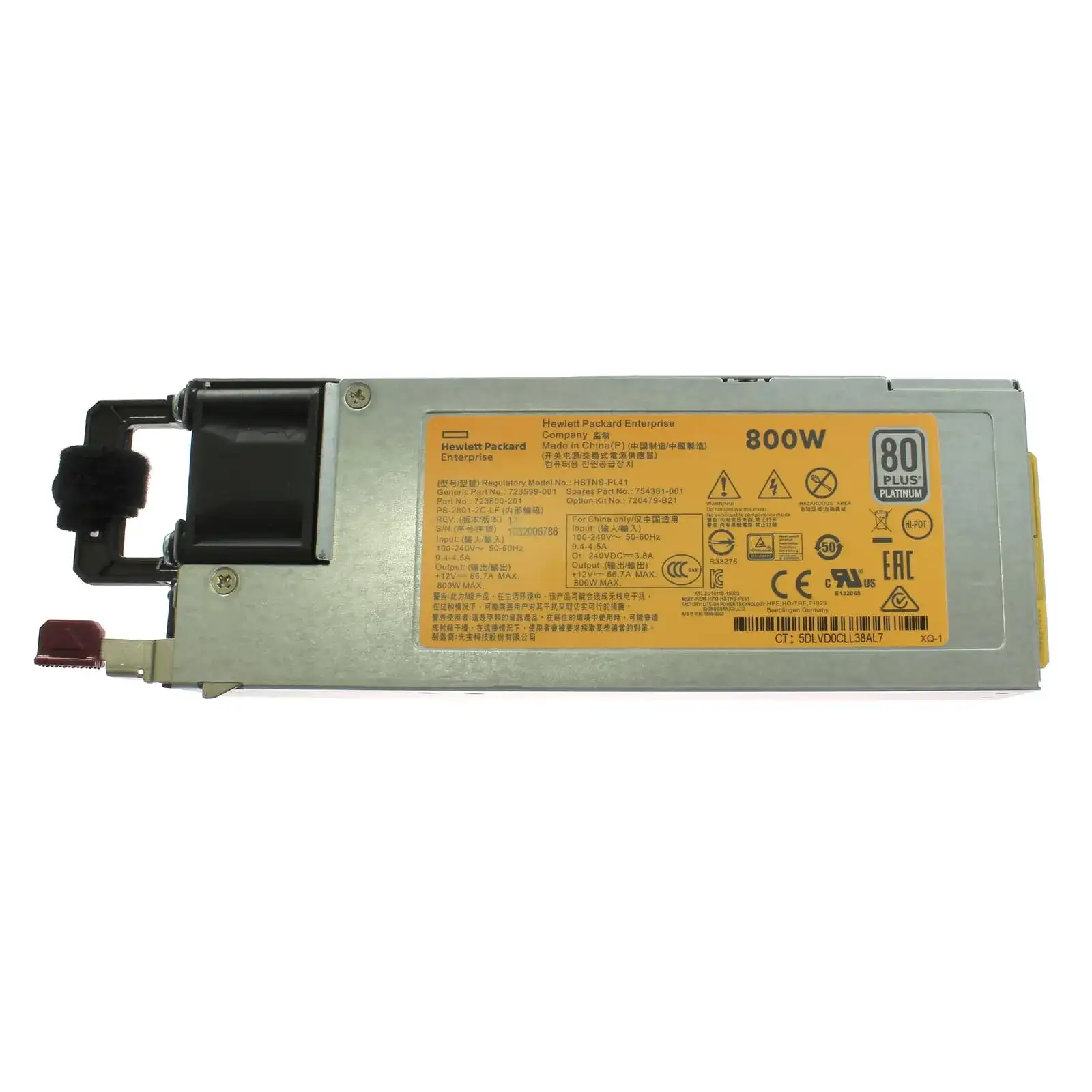 HPE 754381-001 800-Watts 80 Plus Platinum Flex Slot Hot Swap AC Power Supply for ProLiant DL360