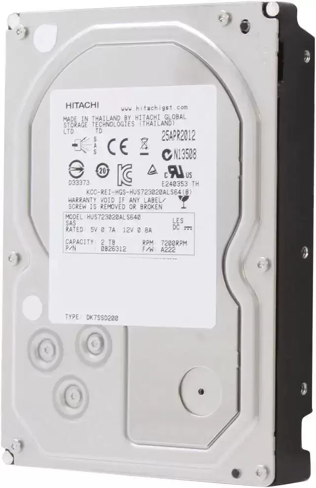 Hgst HUS723020ALS640 Ultrastar 7K3000 2TB 7200RPM SAS 6Gb/s 64MB Cache 3.5inch Internal Hard Drive