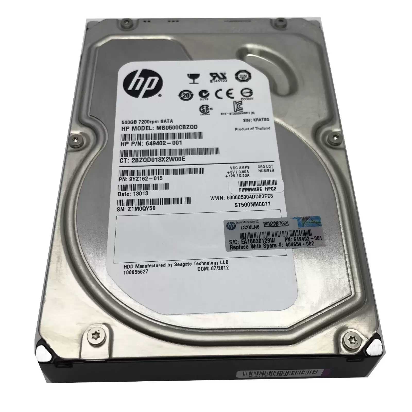 HPE 395473-B21 500GB SATA 1.5Gb/s 7200RPM 3.5inch Internal Hard Drive with Tray