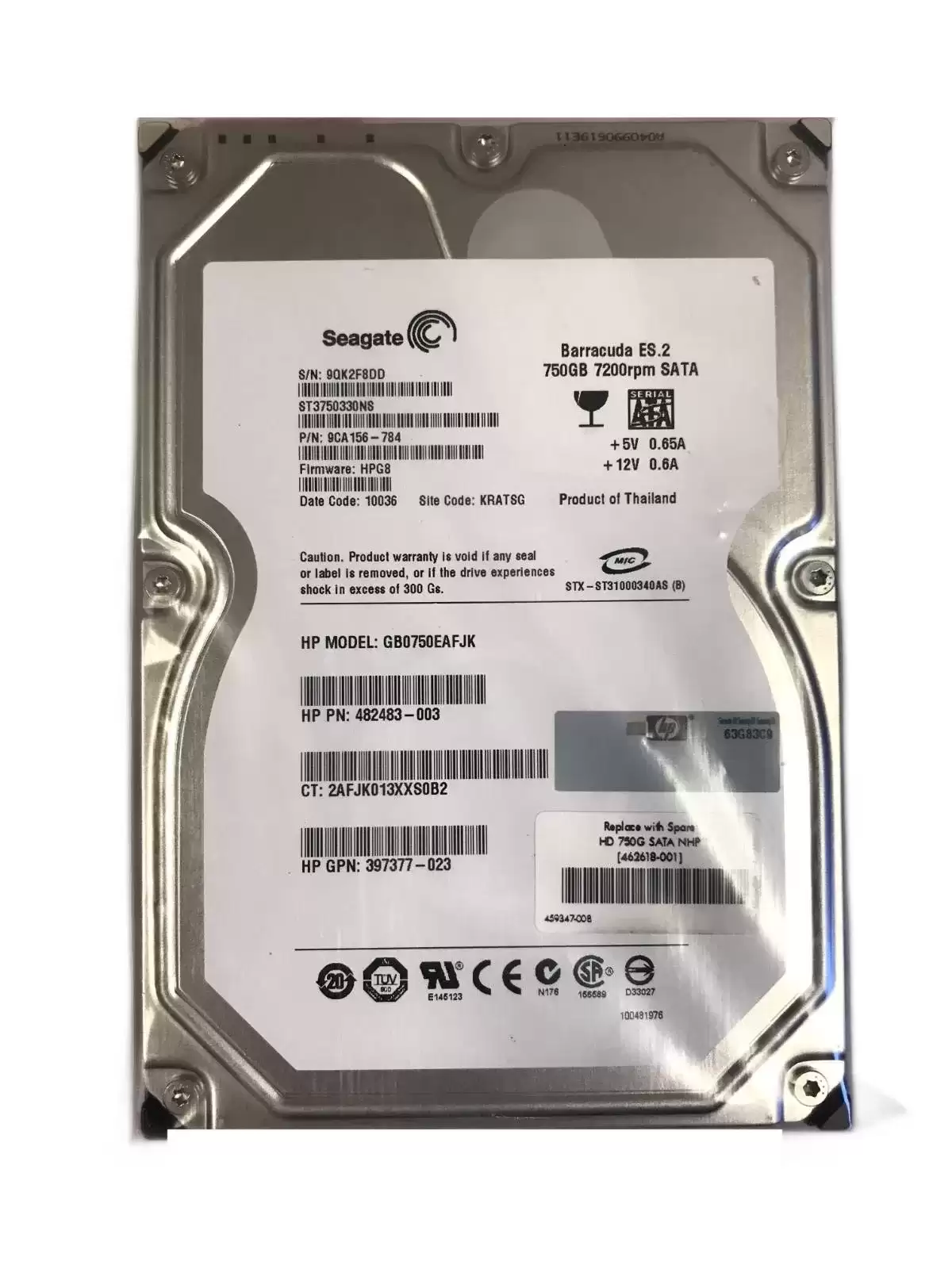 HPE 462618-001 750GB 7200RPM SATA 3GB/s NCQ 3.5inch Internal Hard Drive with Tray