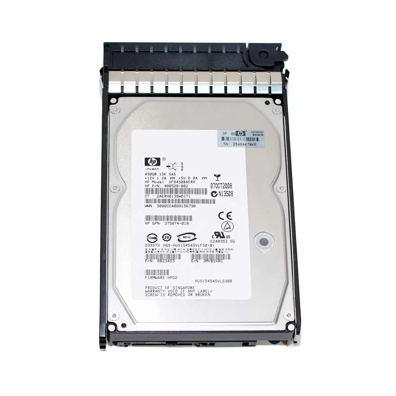 HPE 480528-002 450GB SAS 3Gb/s 15000RPM Dual Port 16MB Cache 3.5inch Internal Hard Drive