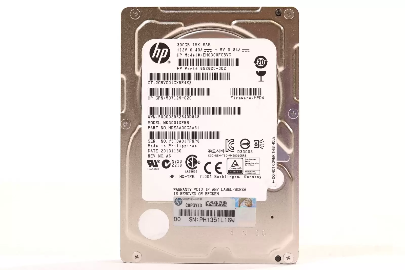 HPE 507129-020 300GB SAS 6Gb/s 15000RPM 64MB Cache (512Bytes) 2.5inch Internal Hard Drive with Tray
