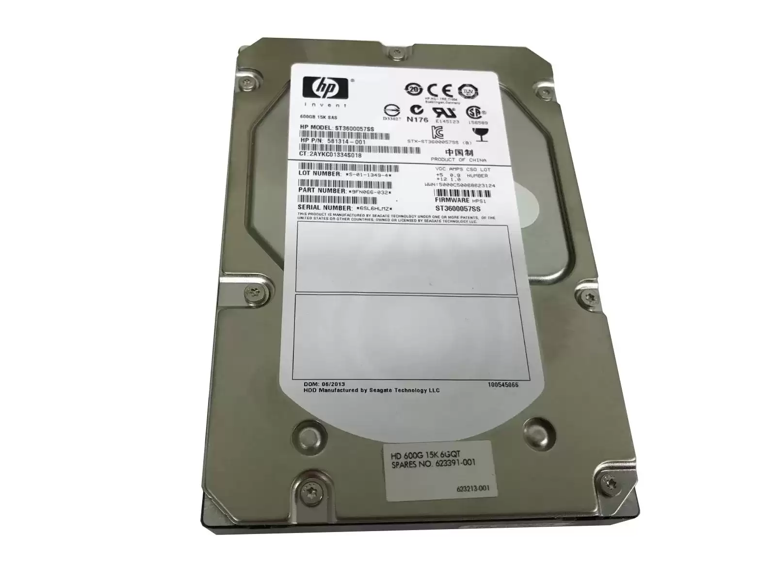 HPE 581314-001 600GB SAS 6Gb/s 15000RPM Dual Port 16MB Cache 3.5inch Internal Hard Drive